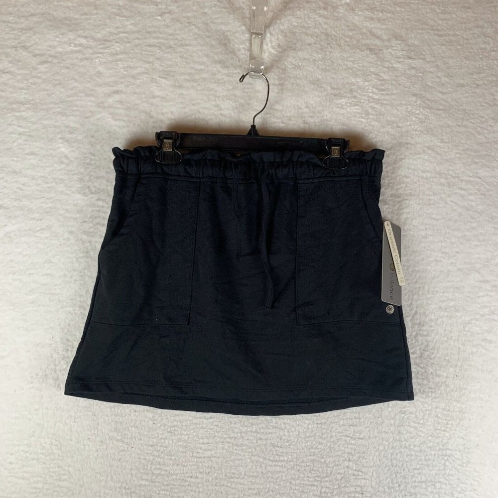 Harmony and Balance Baseball Skirt Women Medium Black‎ Cotton Front Pockets 7062